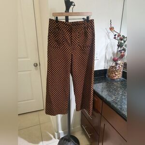 Maeve Brown Checkered Wide Leg Pants